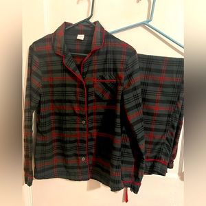 Women’s Hearth & Hand Green and Red Plaid Flannel Pajama Set Size Small